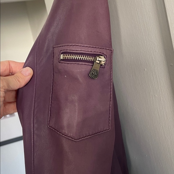 Y2K Rock&Republic Purple Lambskin Leather Jacket with Zipper Details - Picture 7 of 10